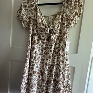 Jessica Simpson Cream and Brown Floral Dress